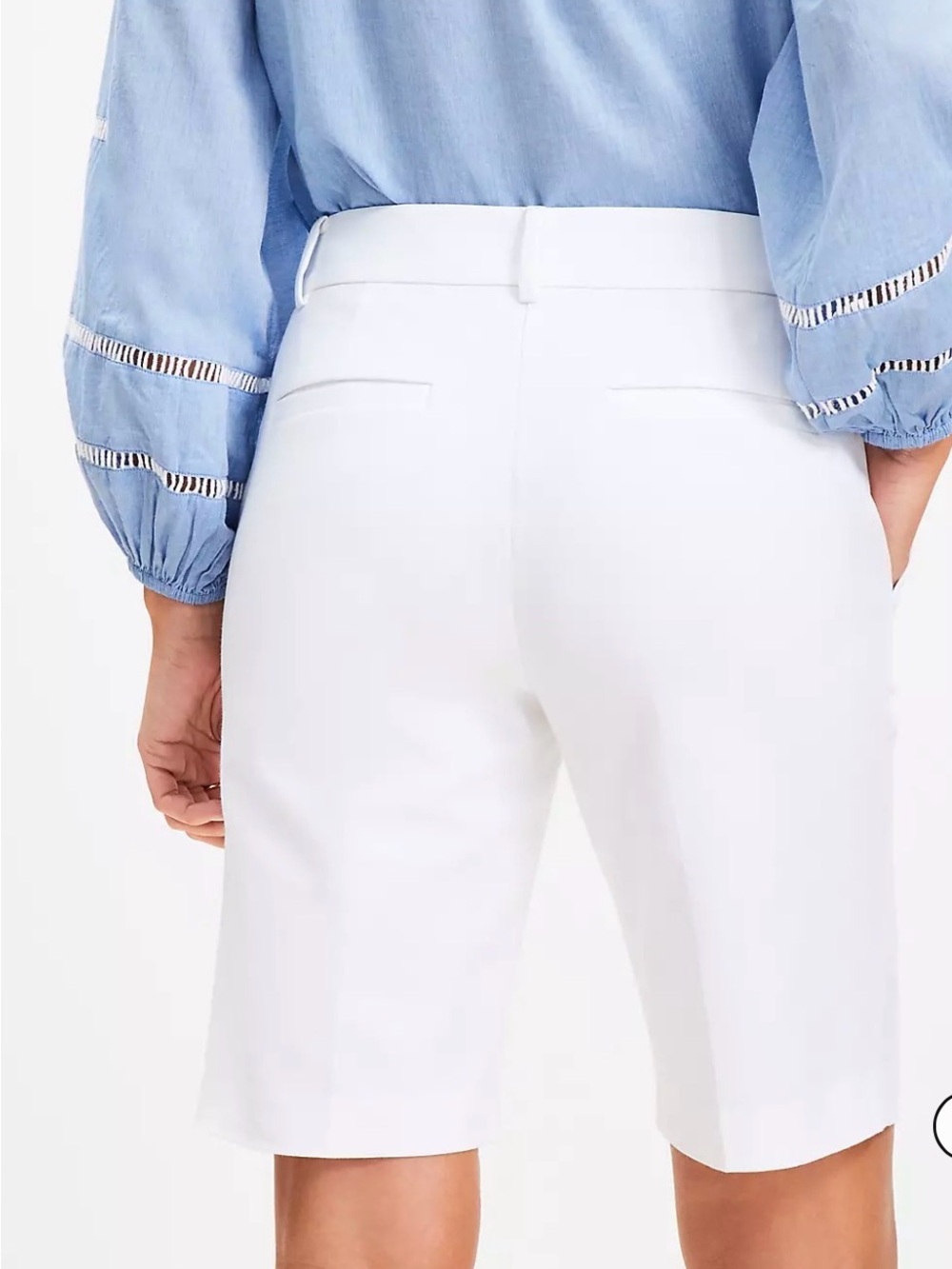 Ann Taylor White Tailored Bermuda Shorts